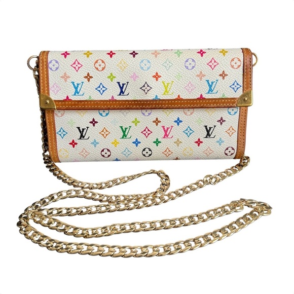 Louis Vuitton Multicolor Wallet On A Chain Takashi Murakami White Porte Tresor - Picture 1 of 16